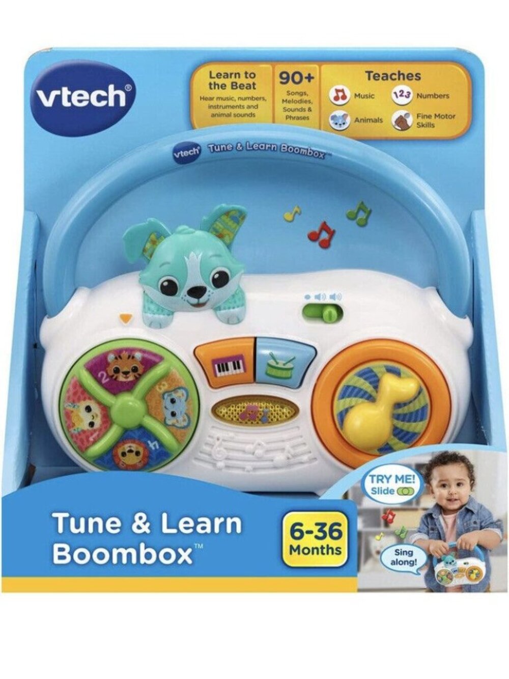 VTech Tune & Learn Boombox Songs Sounds Phrases Educational Toy Language New